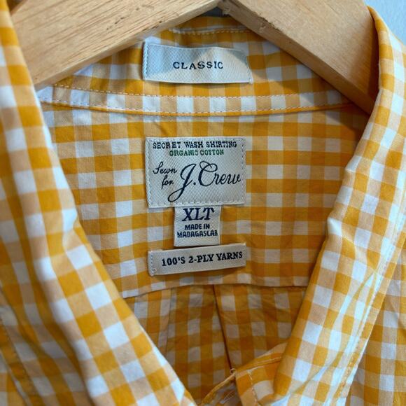 J. Crew Secret Wash Shirting 100's 2-Ply Yarns Gingham Plaid Button Down - XLT - Picture 5 of 5